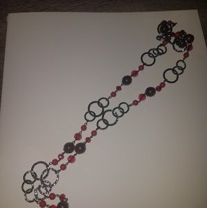 Multi use black and red necklace
